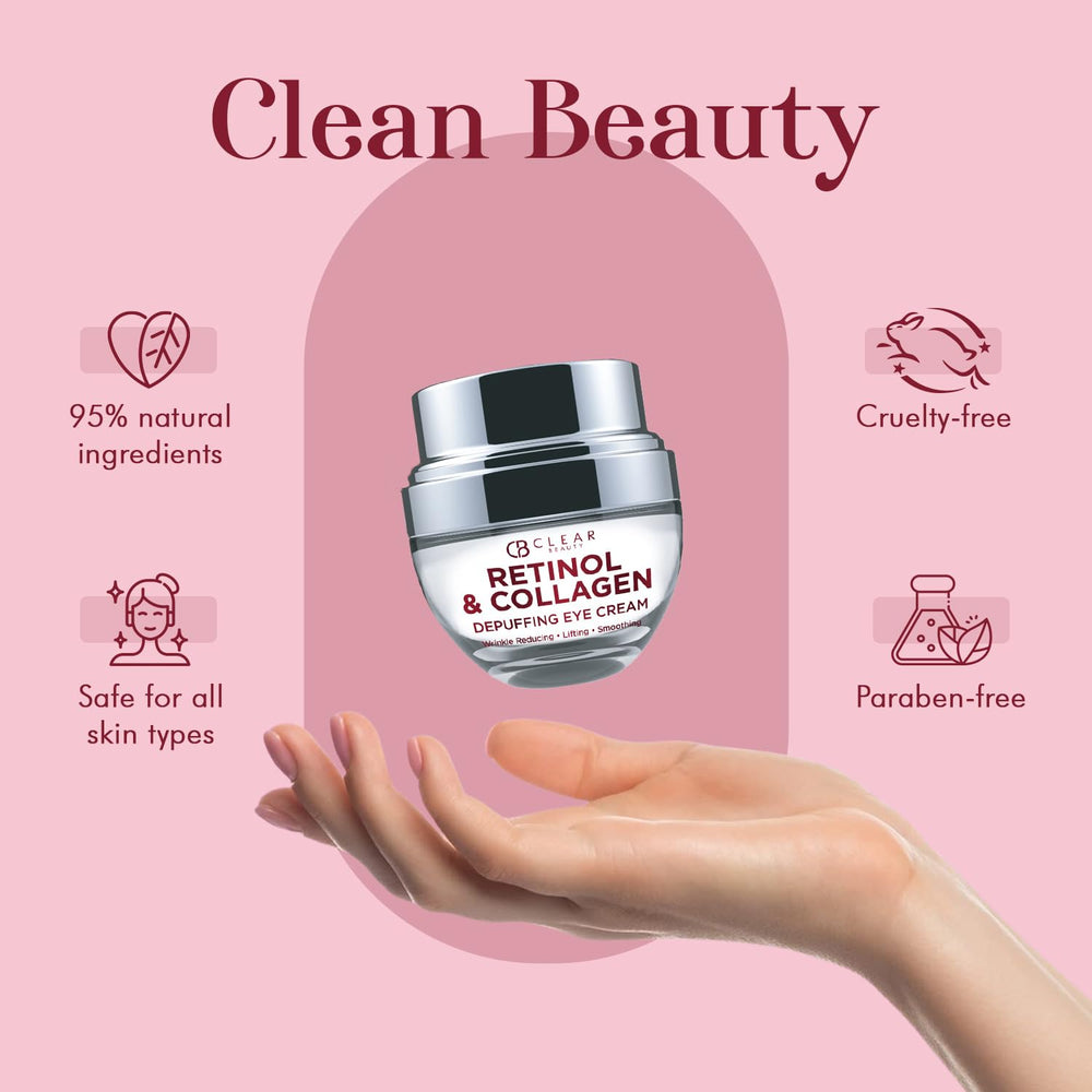 Clear Beauty Retinol Eye Cream packaging box front.