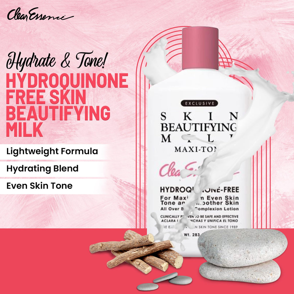 Close-up of Clear Essence milk-based texture shows smooth absorption.