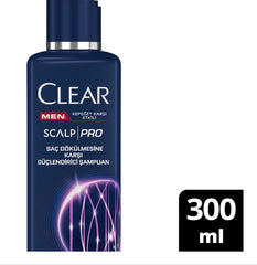 Clear Men Scalp Pro label close-up highlighting the formula for scalp support.