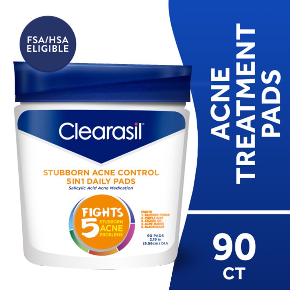 Close-up of Clearasil 5-in-1 pad showing exfoliating texture for skin cleansing.