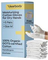Clearbody Organics gloves pack of five white sleeping mitts ready for nightly use
