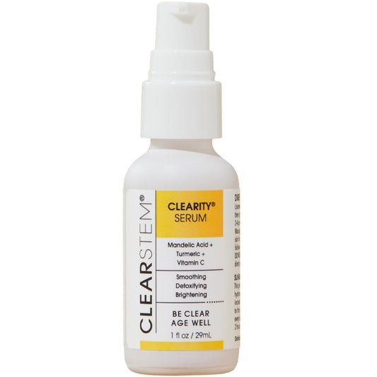 CLEARSTEM CLEARITY serum bottle front for gentle exfoliation and clearer pores