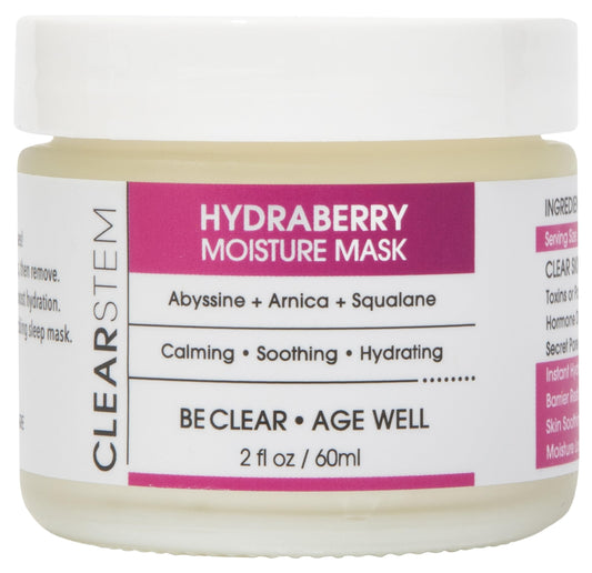 CLEARSTEM Hydraberry night mask jar closeup for overnight hydration and barrier support