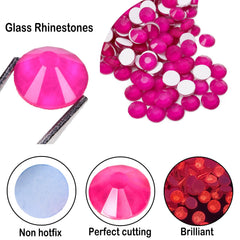 CLEKSPOYE nail art rhinestones neon pink for dazzling accents