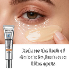 Visual of under-eye puffiness reduction with CLERVUN lifting serum.