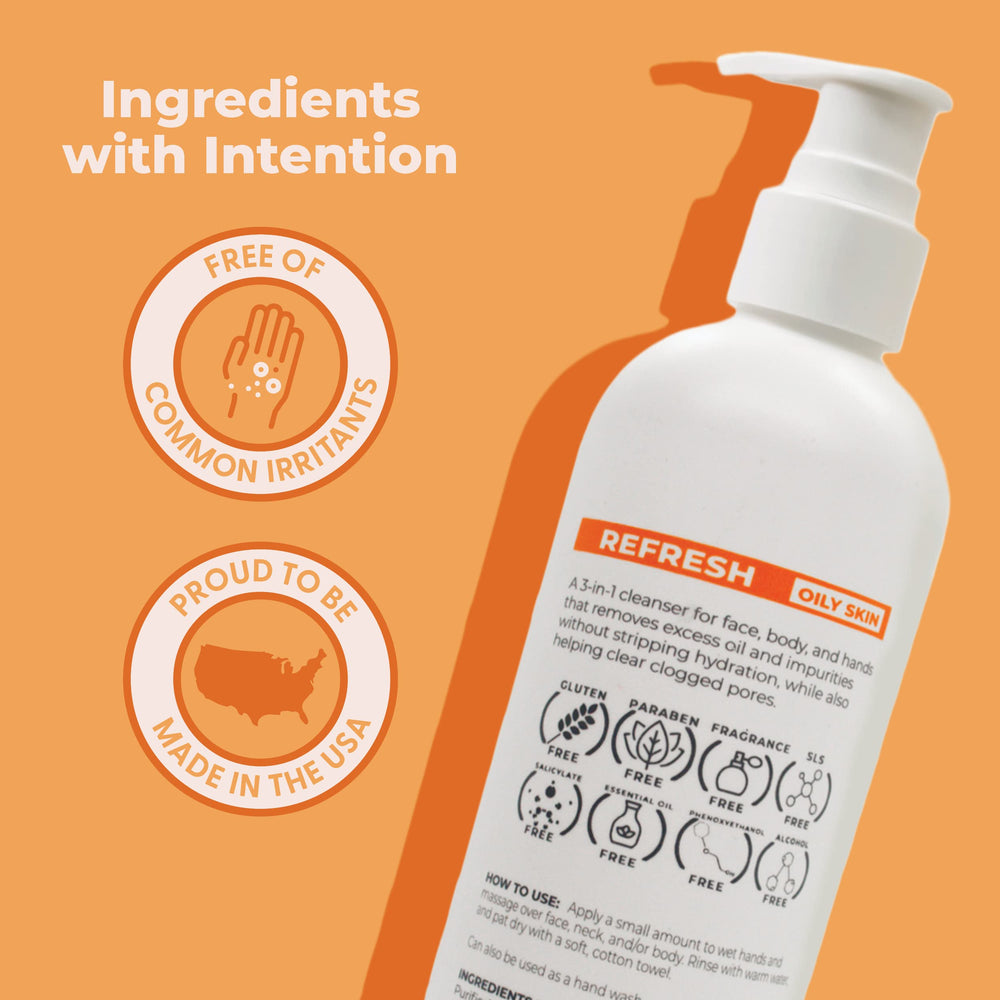 Texture detail with emollients in Cleure cleanser supporting soft, hydrated skin.
