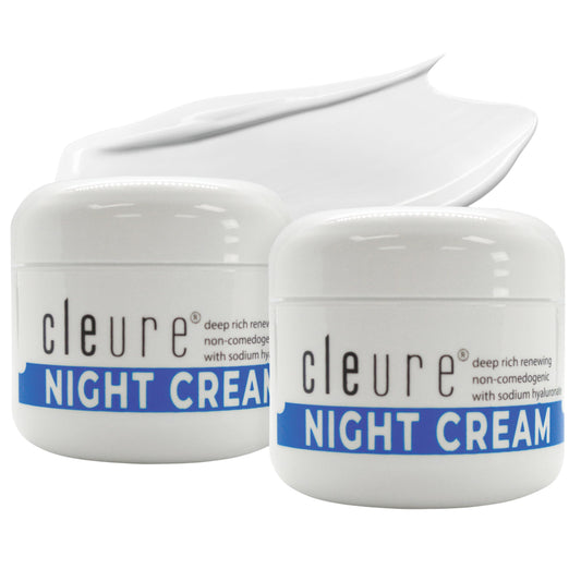 Cleure Hyaluronic Acid night cream jar closeup for sensitive skin