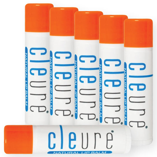 Cleure organic lip balm six-pack shown from the front for daily hydration