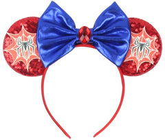 CLGIFT Super Hero Mickey & Minnie Ears with Spider-Man design, comfortable all-day wear.