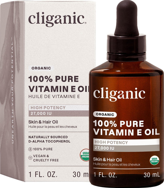 Cliganic Vitamin E oil 1oz bottle for skin and nails hydration