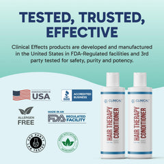 Clinical Effects bottle shows cruelty-free, plant-based care for everyday hair health.