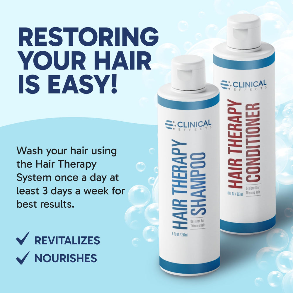 Clinical Effects Hair Therapy pump-bottle detail for easy daily use.