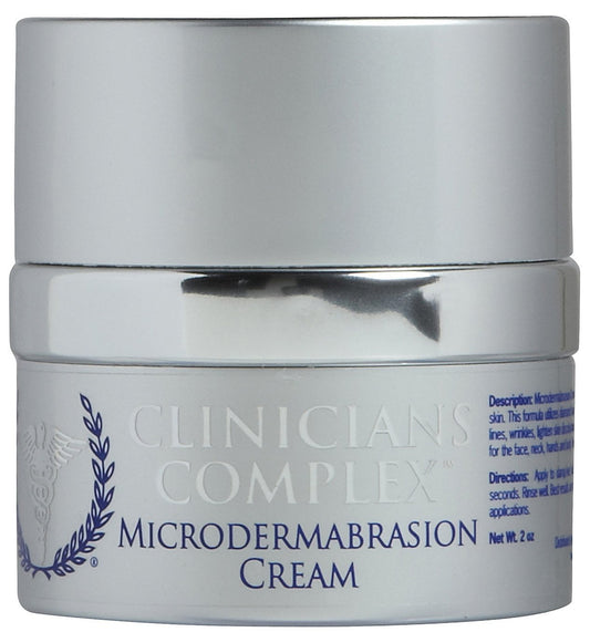 Clinicians Complex Microdermabrasion Cream bottle for at-home exfoliation and skin refinement.