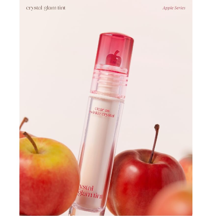 CLIO Crystal Glam Tint 018 Fresh Apple moisturizing formula keeps lips comfy with daily wear