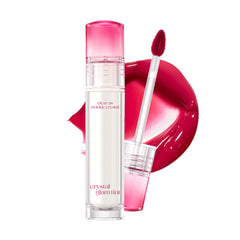 CLIO Crystal Glam Tint bottle showing glass-like shine in Fresh Cherry