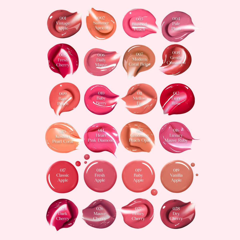 Clio Crystal Glam Tint Mauve Cherry texture close-up emphasizes moisturizing formula.