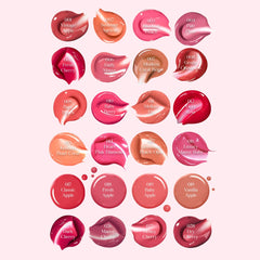 Clio Crystal Glam Tint Mauve Cherry texture close-up emphasizes moisturizing formula.