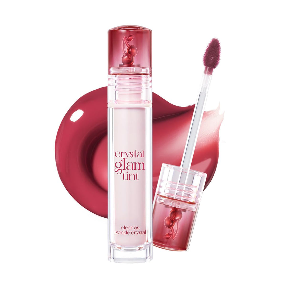 CLIO Crystal Glam Tint Dry Cherry bottle and cap with glossy finish for a polished look