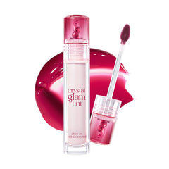 CLIO PROFESSIONAL Crystal Glam Tint Dark Cherry with glassy finish on lips