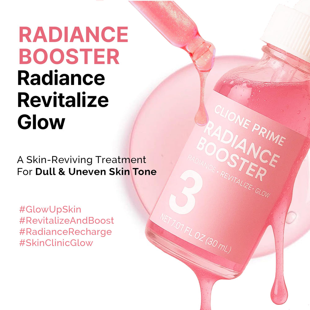 CLIONE PRIME Face Serum in a morning routine for subtle radiance.
