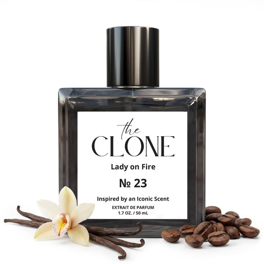 Clone Lady on Fire 23 bottle front, bold evening fragrance for confident styling.