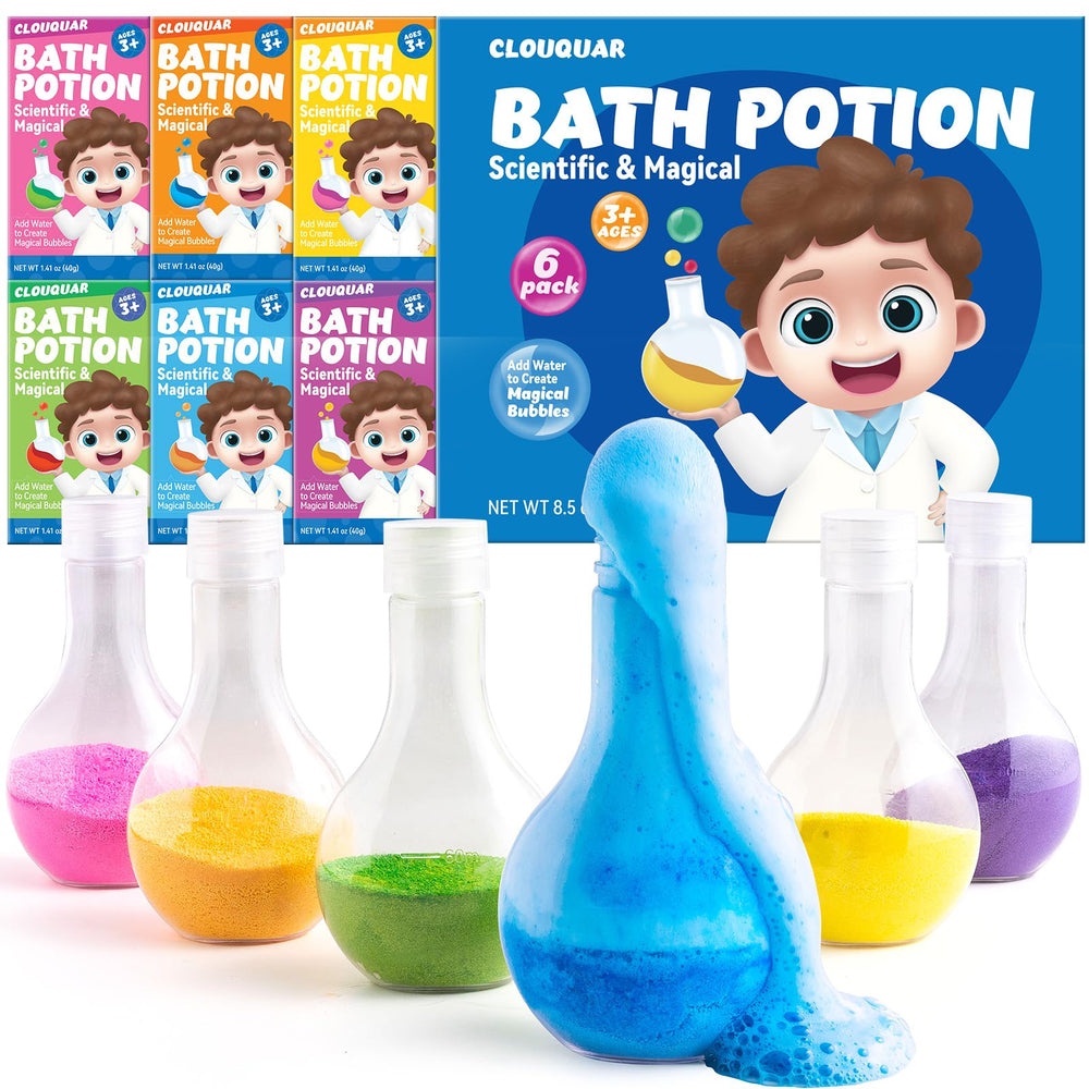 CLOUQUAR Kids Bath Bomb Potions create colorful bubbles for a fun bath time.