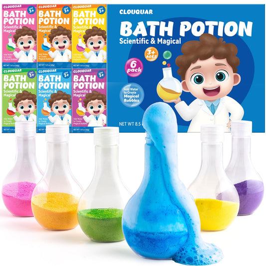 CLOUQUAR Kids Bath Bomb Potions create colorful bubbles for a fun bath time.