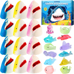 CLOUQUAR shark bath bombs 12-pack, colorful bath time fun for kids
