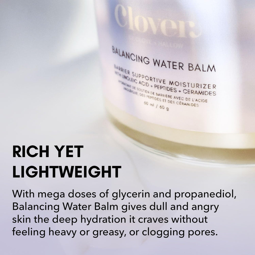Clover Balancing Water Balm rosehip oil provides gentle nourishment.