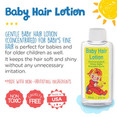 Clubman Gentle Baby Hair Lotion keeps hair tangle-free and non-greasy for play