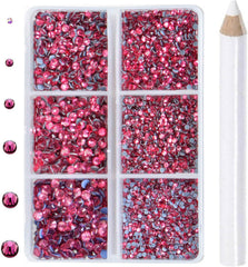 CMBYN 8000 rose hotfix rhinestones pack with six sizes shown front view for easy crafting