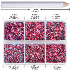 CMBYN rhinestones organized in separate grids for simple sorting