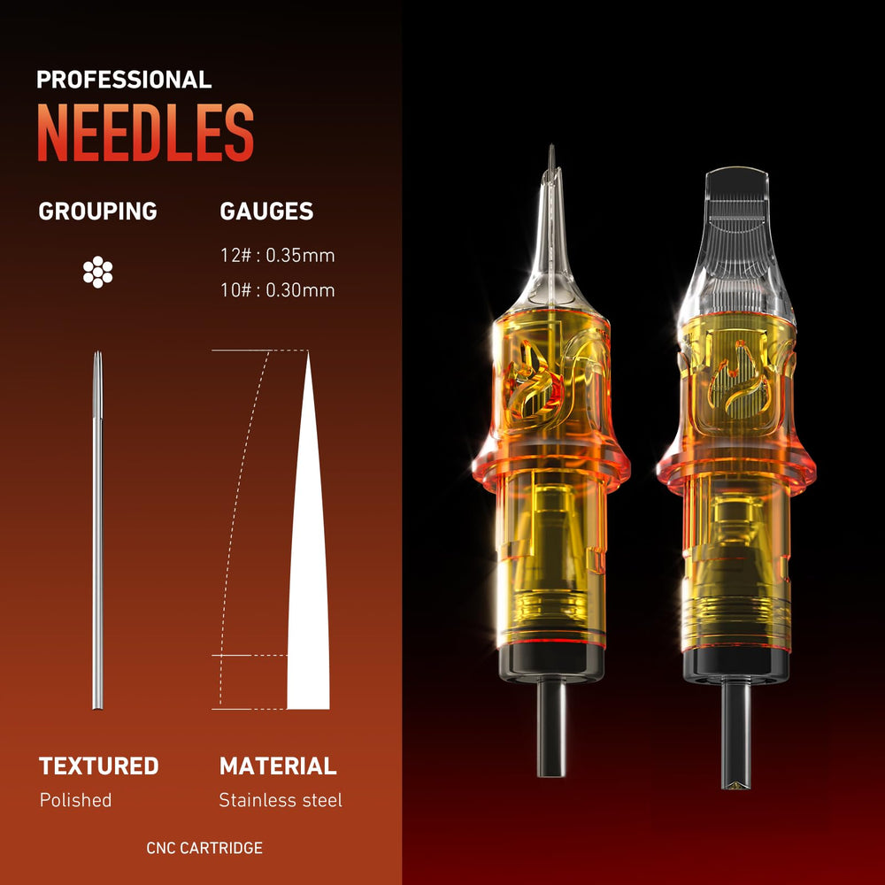 Stabilizer on CNC cartridges reducing wobble during tattooing