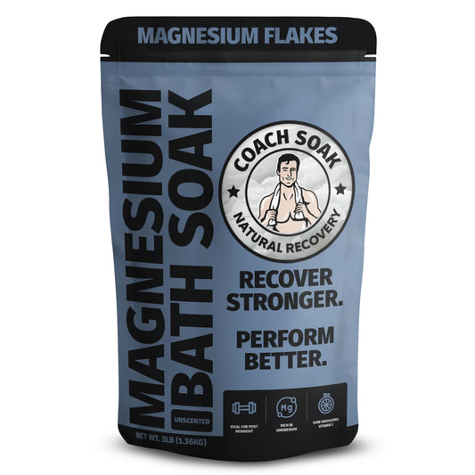 Coach Soak Recovery Bath Soak bottle pouring for post-workout use