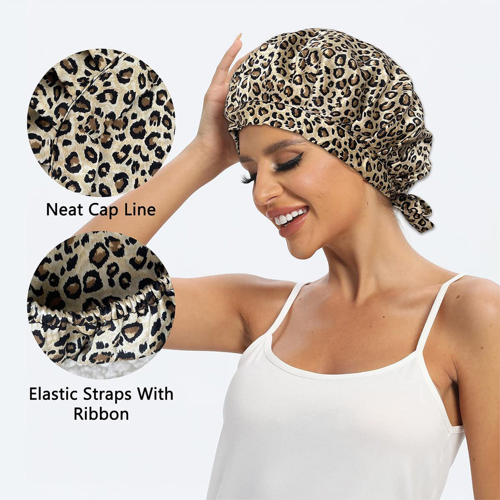 Cocheng double-layer silk leopard bonnet for all-night comfort