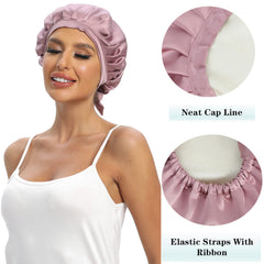 Cocheng silk bonnet on pillow showing reduced hair friction during sleep