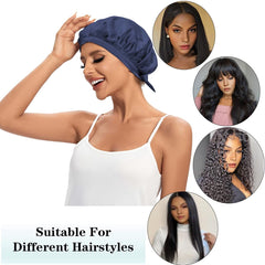 Cocheng silk bonnet back view showing tie band for customizable, comfortable fit