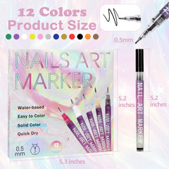 Cocobeen nail art pens cap closeup shows precise 0.5mm tip for fine details.
