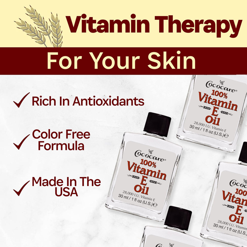 COCOCARE Vitamin E Oil four-pack display emphasizes value and convenience