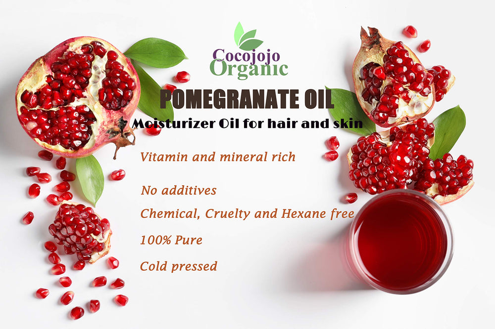 Cocojojo Pomegranate Oil skin application demonstrates on-hand nourishment.