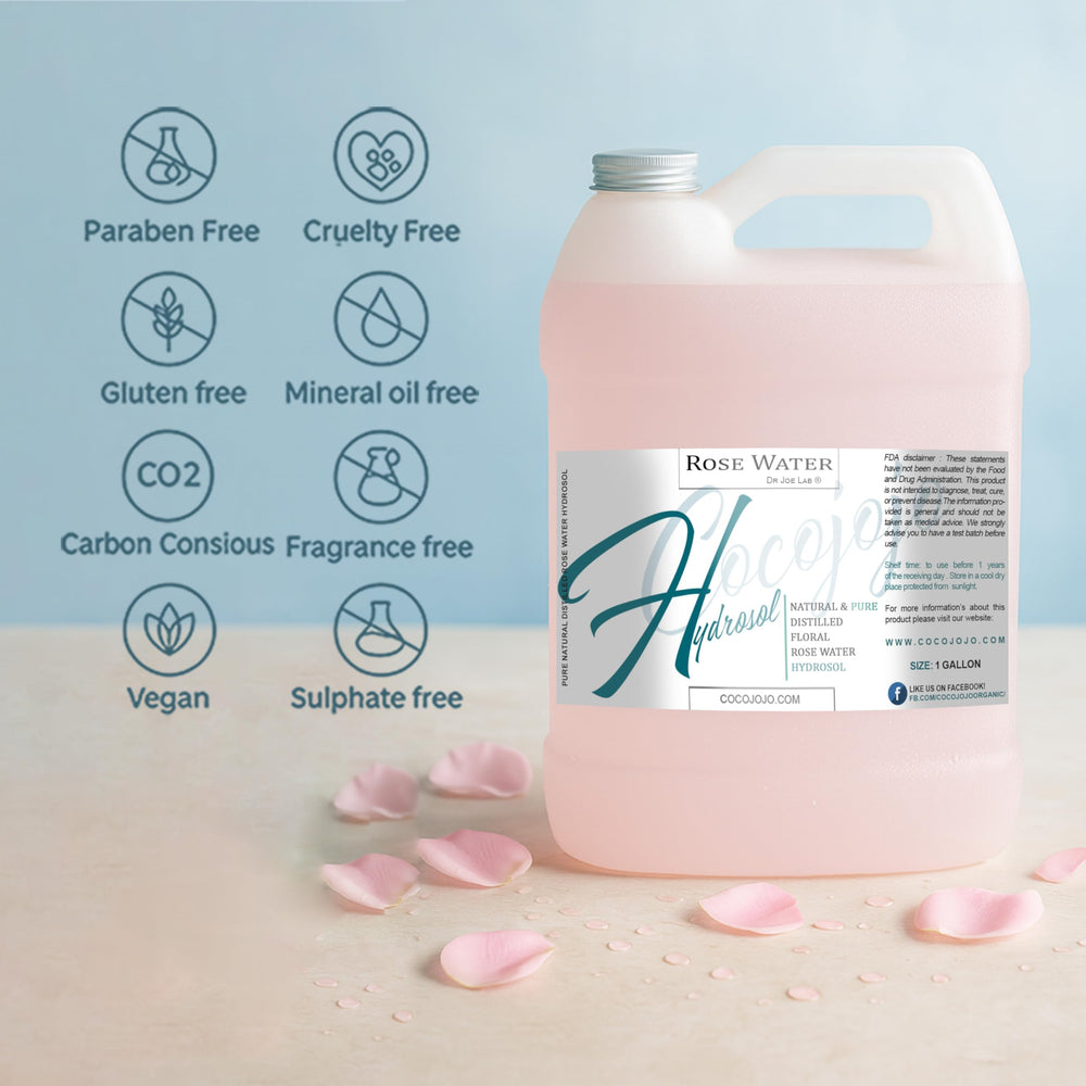 Cocojojo Pure Rose Hydrosol bottle offers a botanical hydration boost