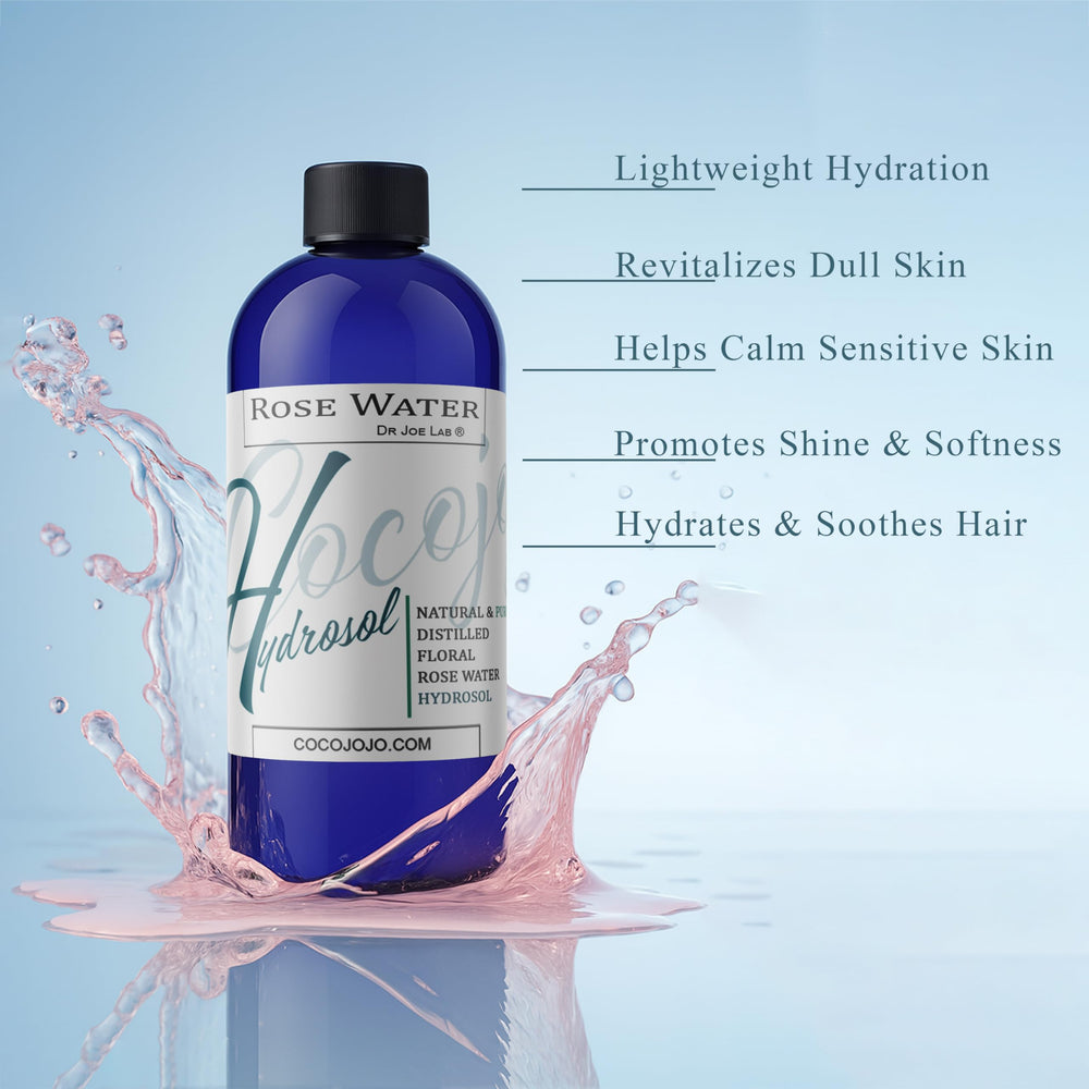 Cocojojo Rose Hydrosol ingredients label shows natural rose-derived formula