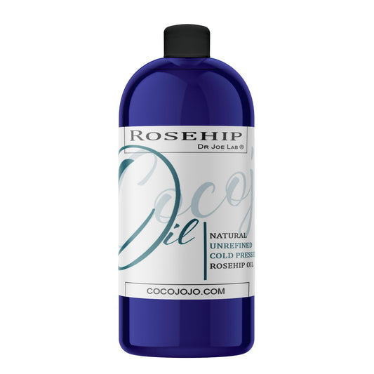 Cocojojo Rosehip Oil bottle for skin nourishment and antioxidant benefits.