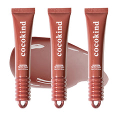 Cocokind Ceramide Lip Blur Balm Be You 3-pack closeup showing glossy hydration