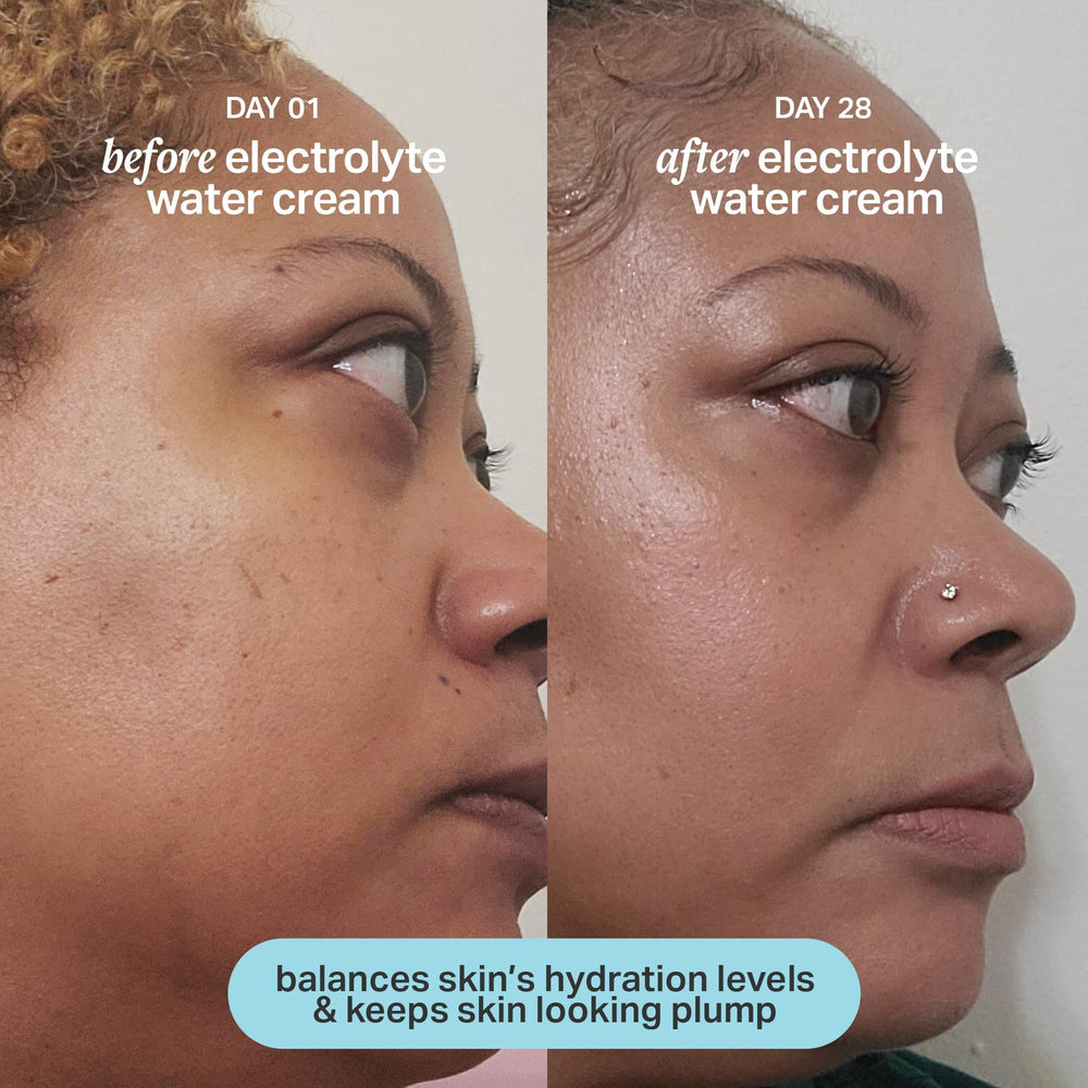 Cocokind Electrolyte Water Cream used as a light makeup primer for a smooth base.