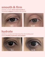 Cocokind Peptide Eye Gel applied under the eye to lock in moisture.