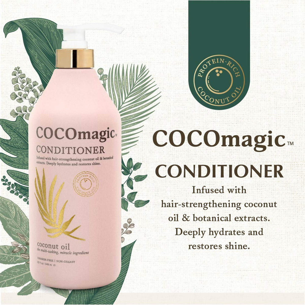 Applying Cocomagic conditioner for daily hair care and nourishment.