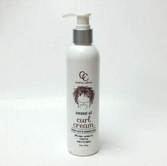 Coconut Culture Curl Cream bottle front highlights vegan, paraben-free formula for defined curls.