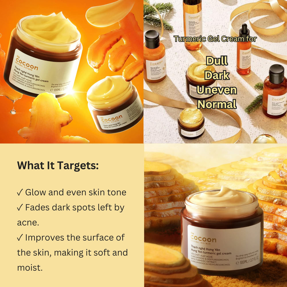COCOONORIGINAL Hung Yen Turmeric Gel Cream hand-application highlighting quick absorption and hydration.