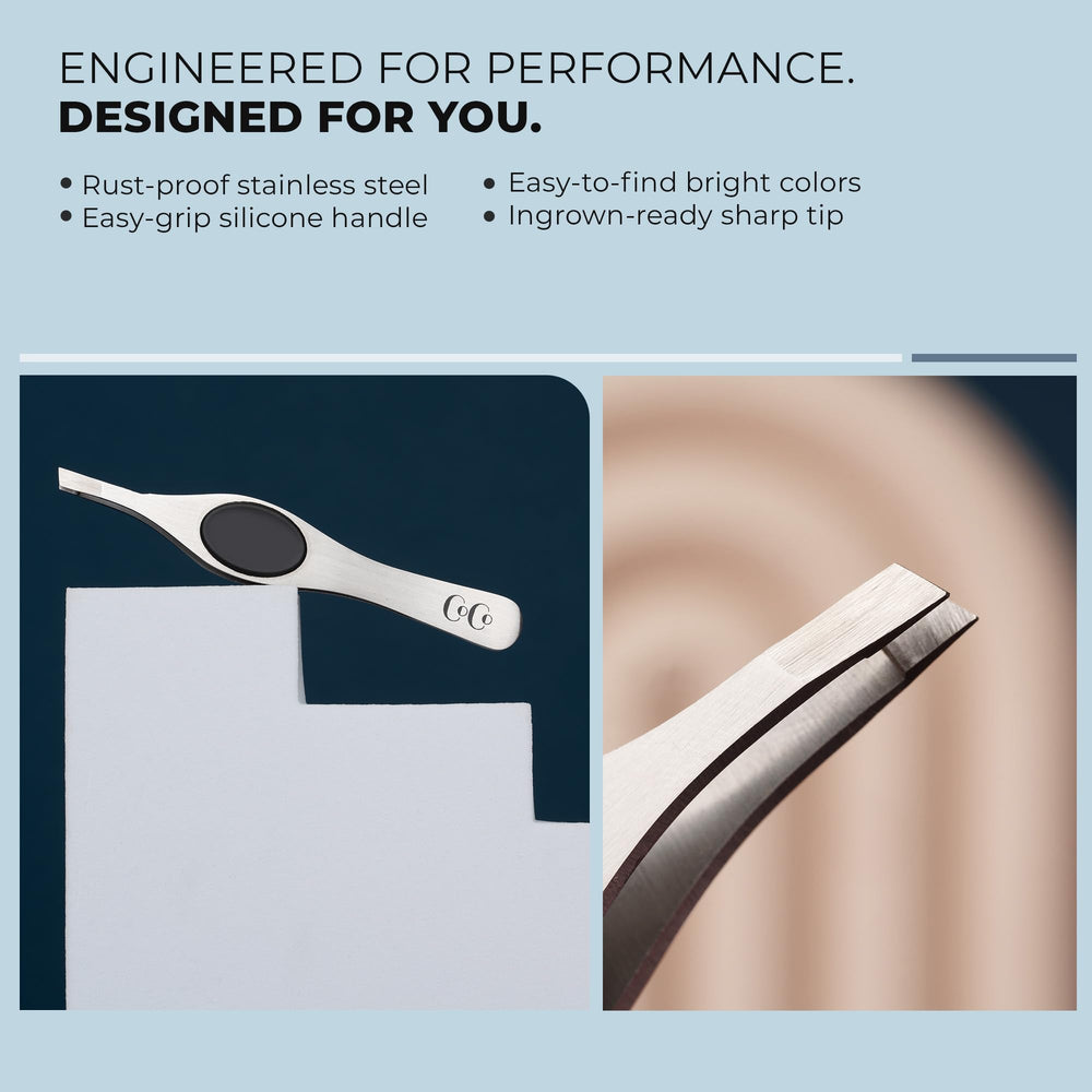 Coco's Closet easy-clean stainless steel tweezers stay hygienic after use.